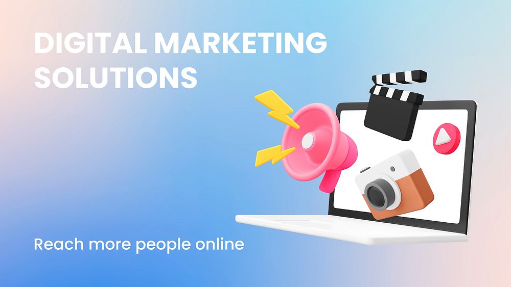 Digital marketing blog banner template, editable 3D design vector