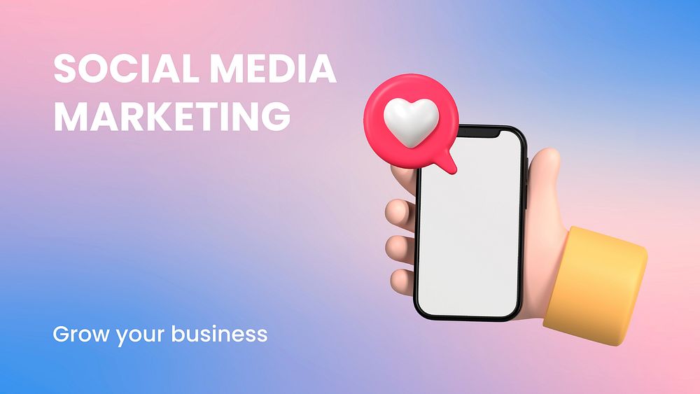 Social media marketing presentation template, editable 3D design vector