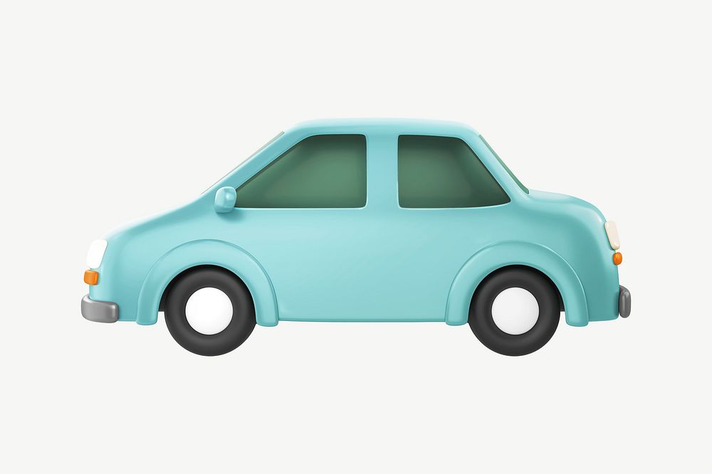 Blue car, 3D vehicle illustration psd