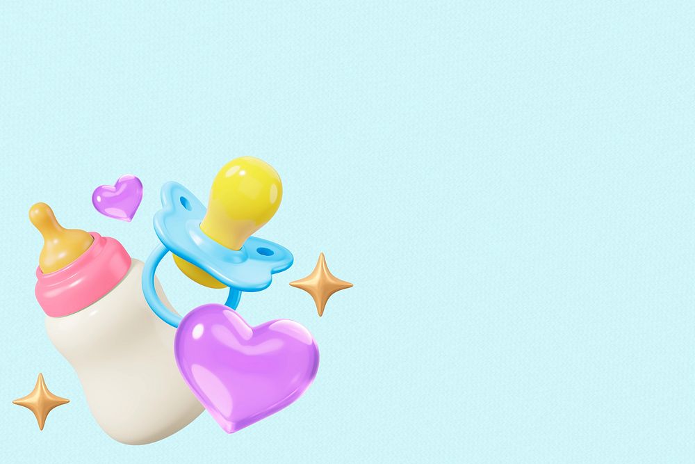 Baby bottle pacifier background, 3D cute remix