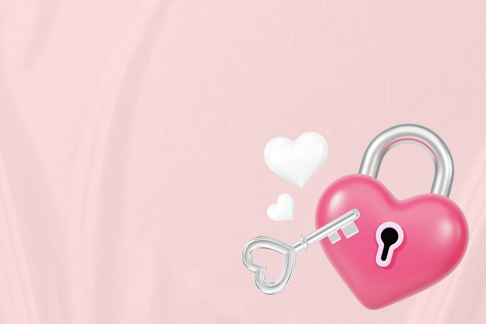Valentine's heart padlock background, 3D love remix