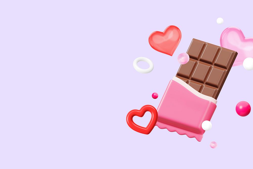 Valentine's chocolate bar background, 3D love remix