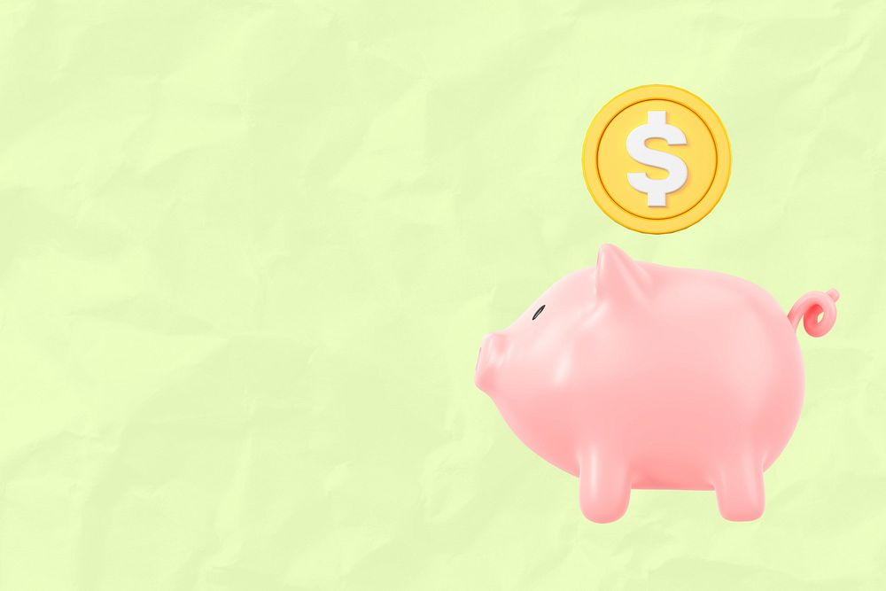 Piggy bank money background, 3D savings, finance remix