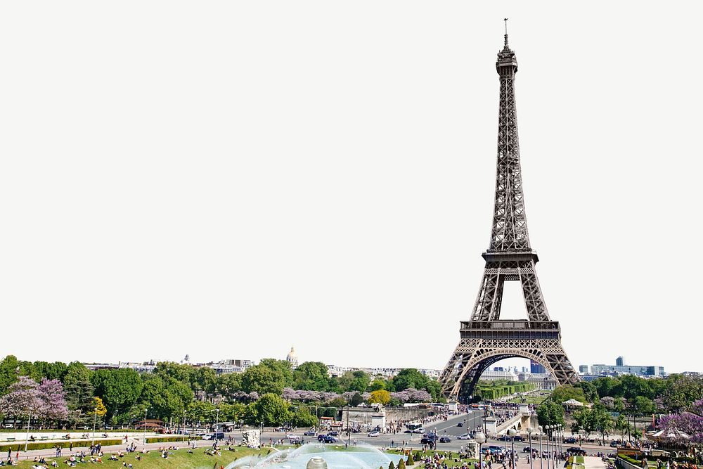 Eiffel Tower travel, Paris France  border psd