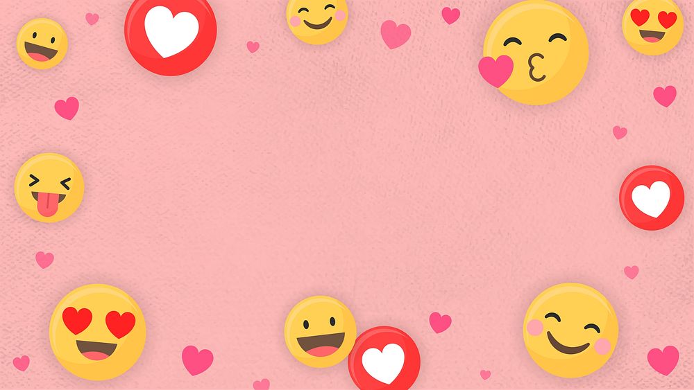 Heart emoticon frame desktop wallpaper, pink, paper textured design