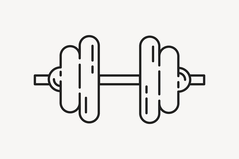 Dumb bell, health & wellness minimal line art illustration vector