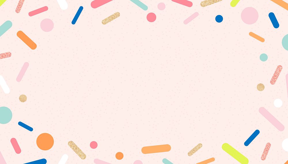 Pink confetti frame background, pastel design