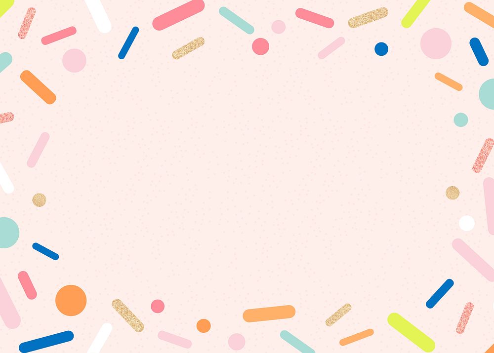 Pink confetti frame background, pastel design