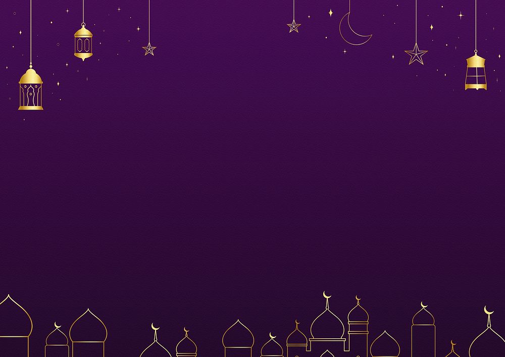 Ramadan border frame background, purple design