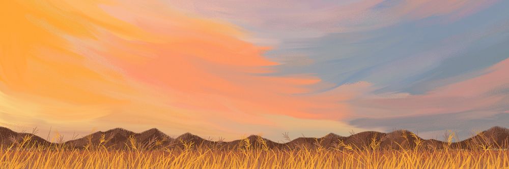 Aesthetic sunset sky background, nature illustration