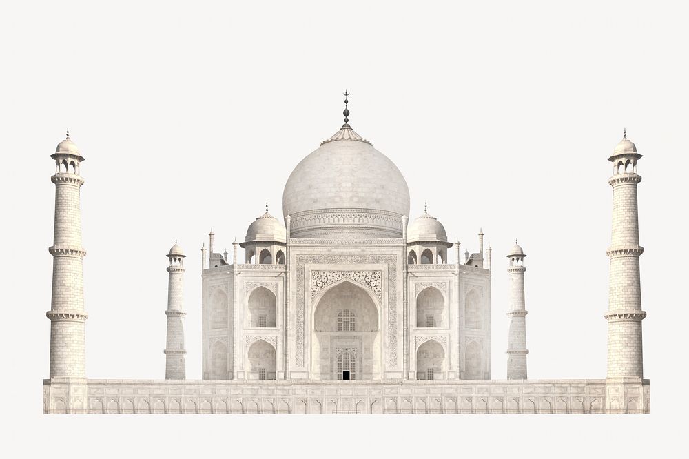 Taj Mahal, India travel isolated design