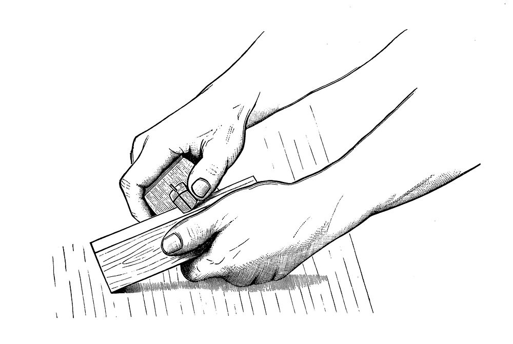 Illustration demonstrating how a marking gauge is used (side view)