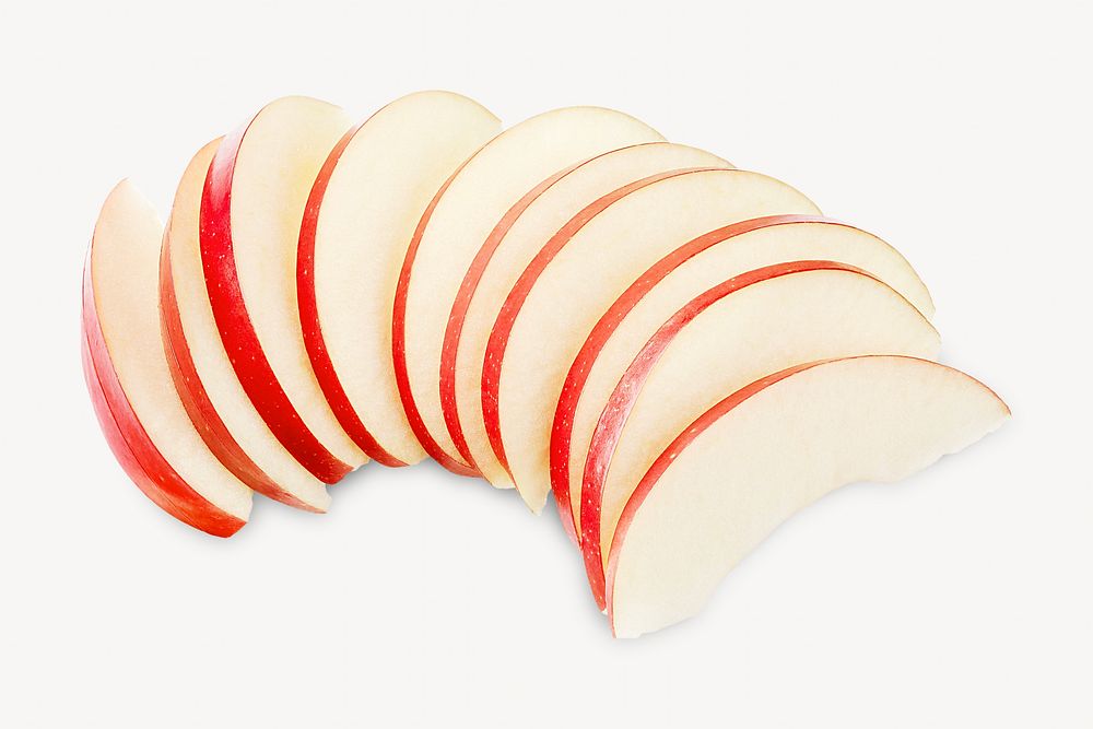 Thinly sliced apples image on white design