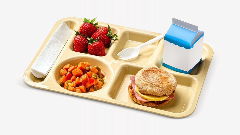 School lunch tray Isolated image