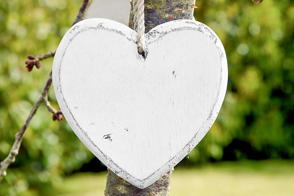Blank wooden heart sign with design space