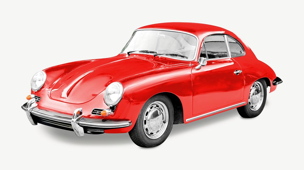 Classic car collage element psd