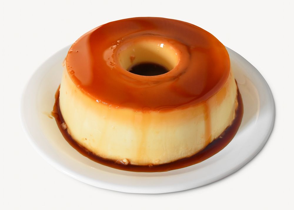 Caramel pudding, isolated image