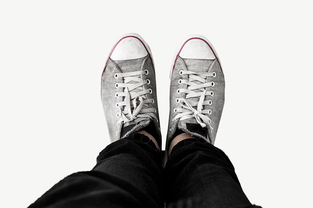 Gray sneakers, shoes design element psd
