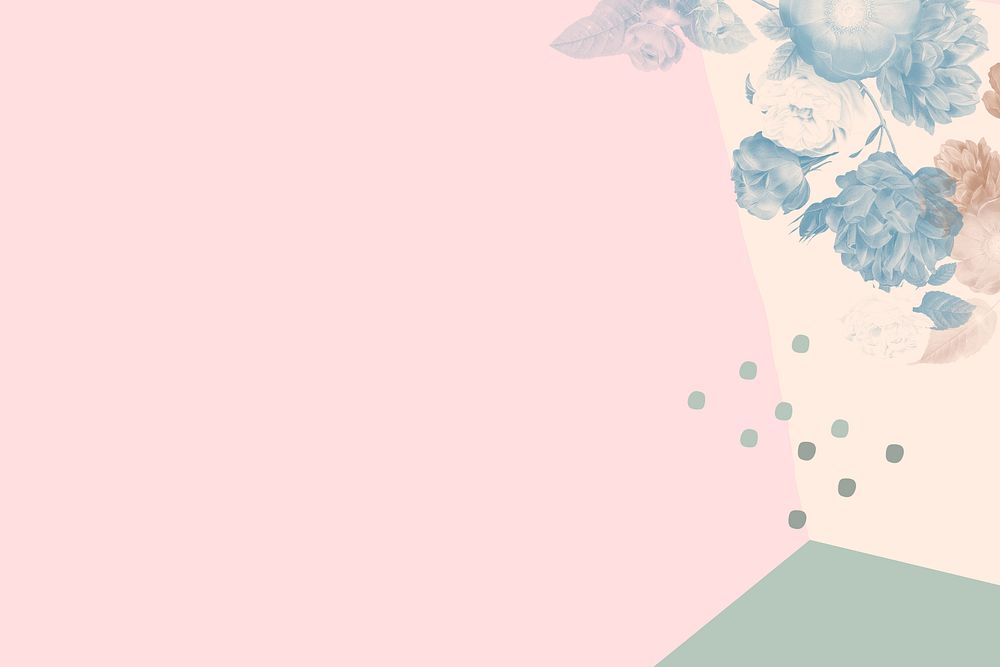 Flower illustration, pastel pink background