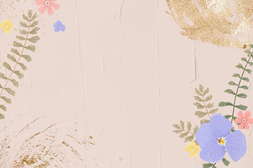 Flowers illustration, paper textured background