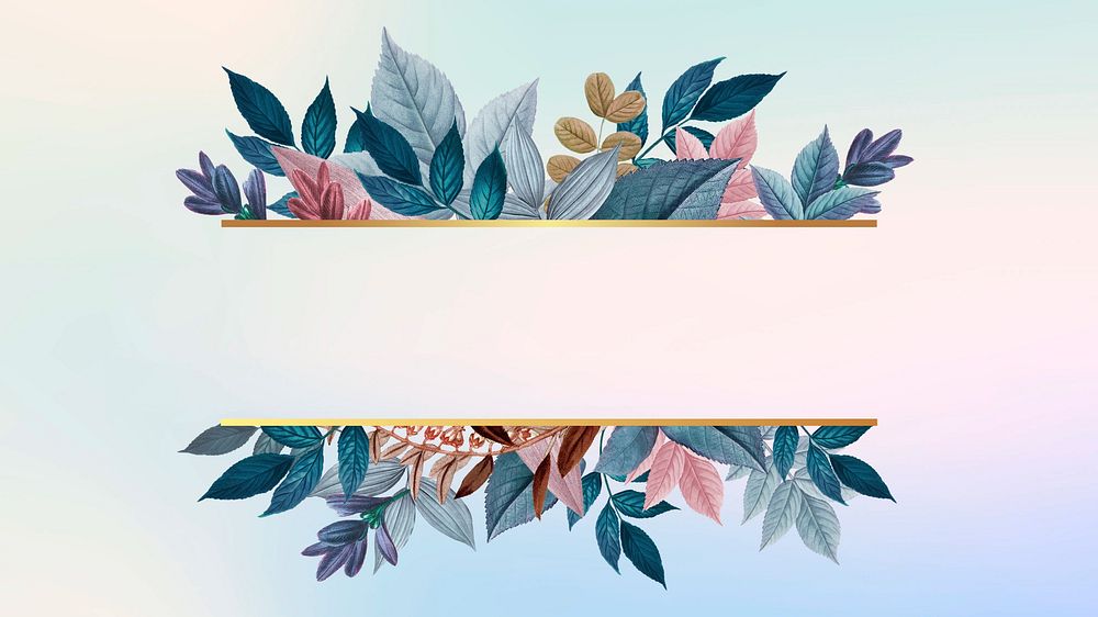 Pastel plant border desktop wallpaper