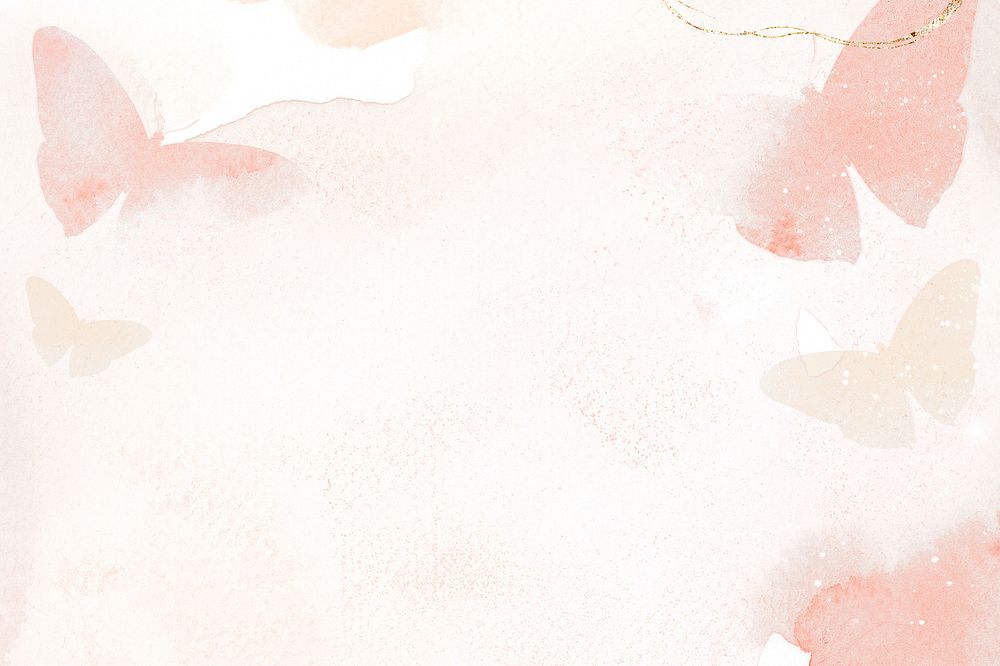 Pink butterfly watercolor background