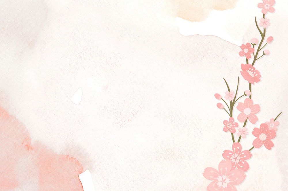 Pink flower rectangle watercolor design illustration