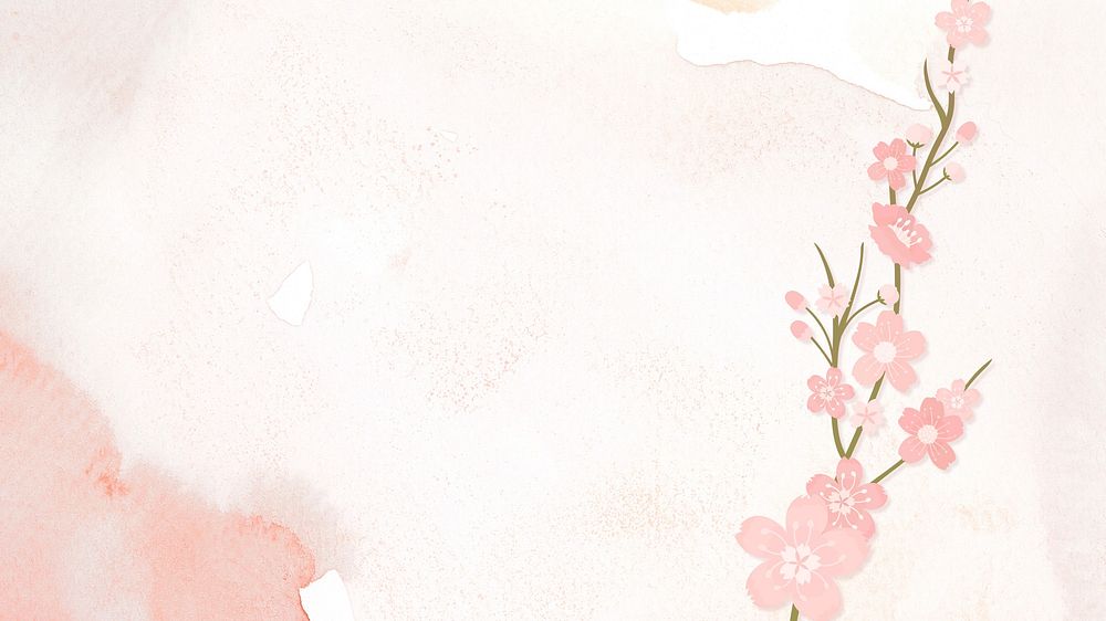 Pink flower desktop wallpaper watercolor background