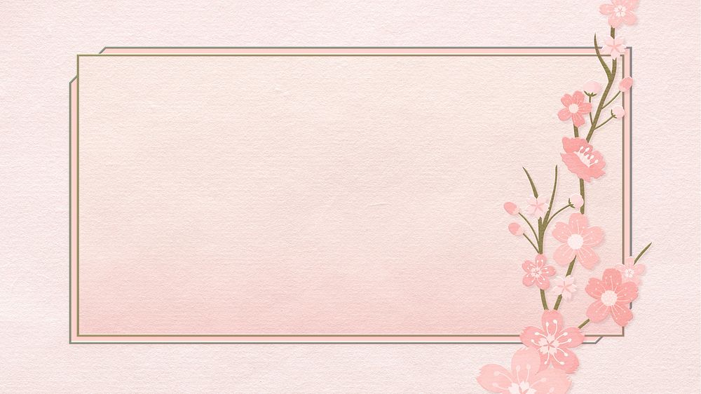 Pink flower desktop wallpaper, rectangle frame