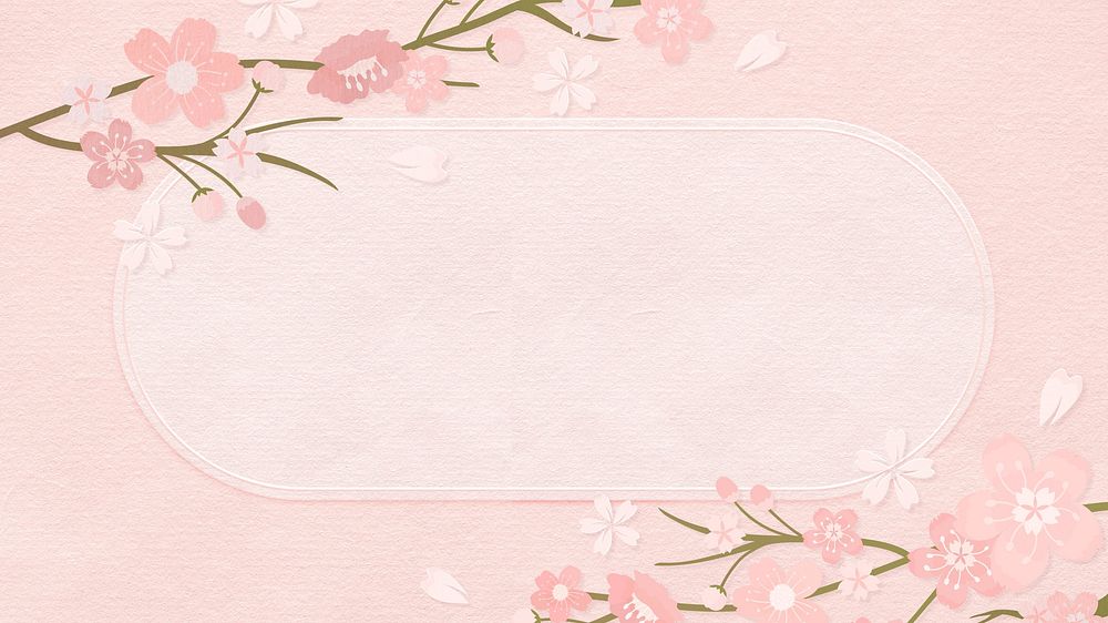 Pink flower desktop wallpaper, japanese aesthetic background