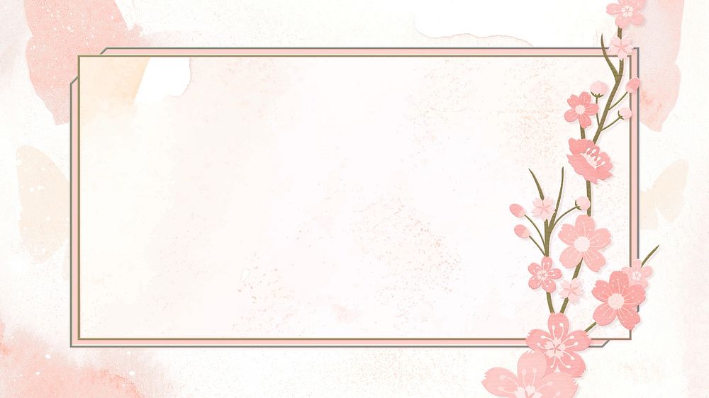 Pink flower desktop wallpaper, watercolor background