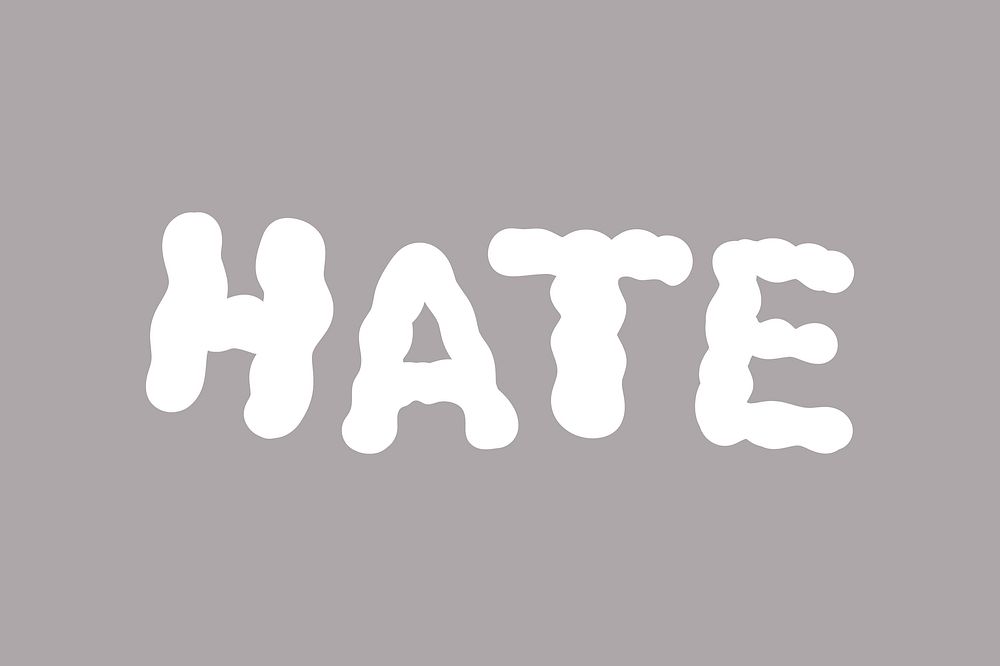 Hate word bubble font collage element vector