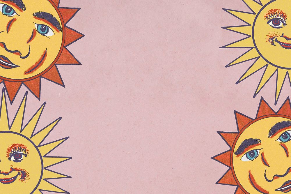 Pink celestial sun border background