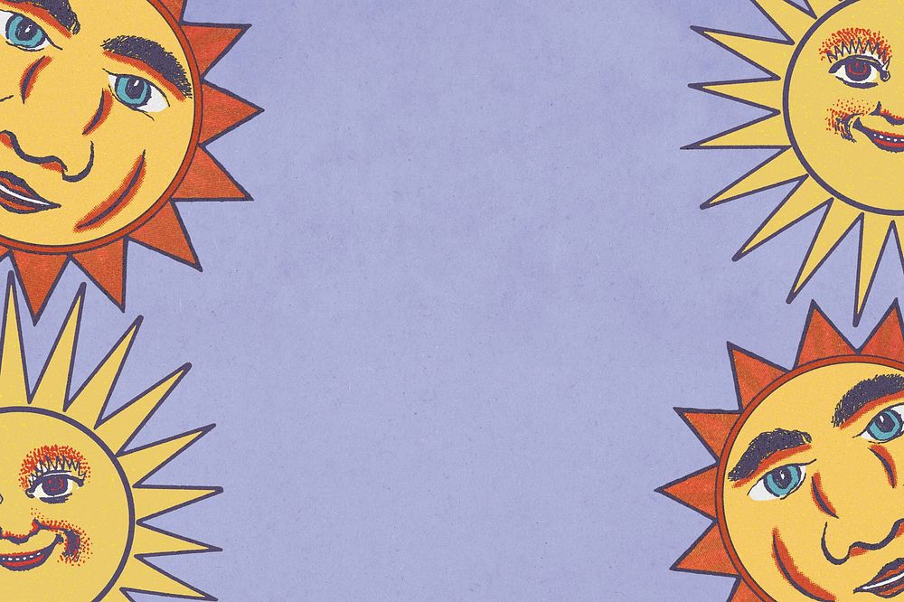 Purple celestial sun border background