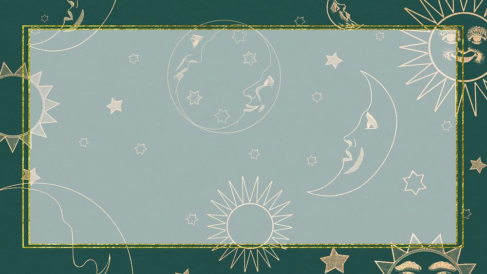 Gold celestial frame desktop wallpaper