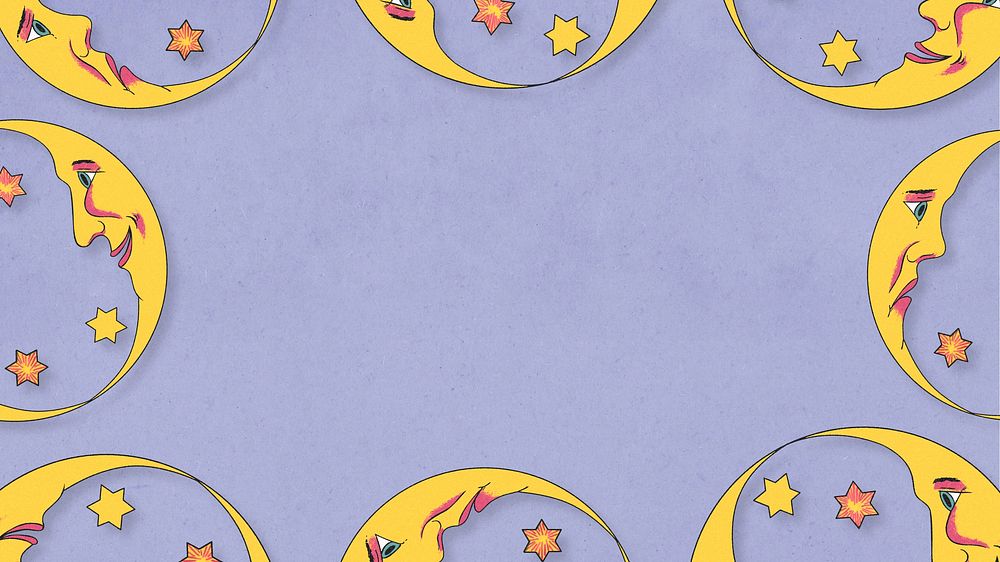 Purple crescent moon frame desktop wallpaper
