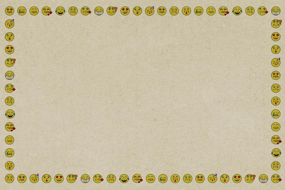 Beige vintage emoticon frame background