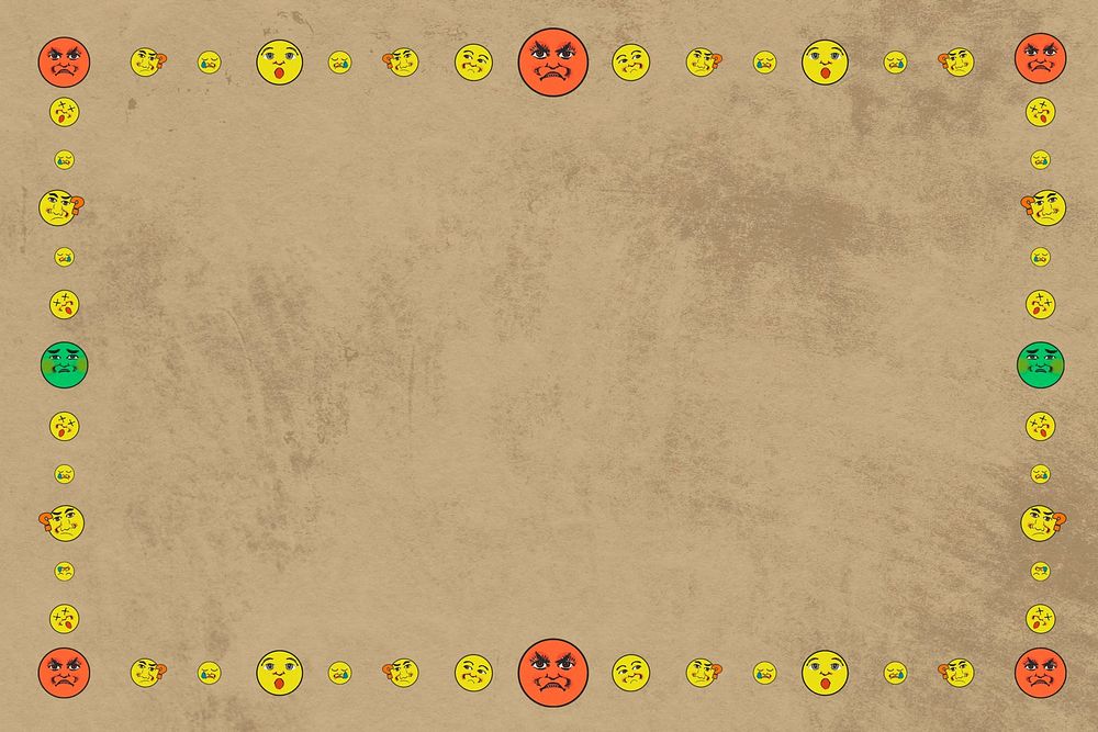 Brown angry emoticon frame background