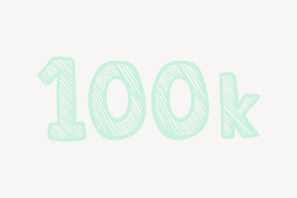 100k followers, word typography vector