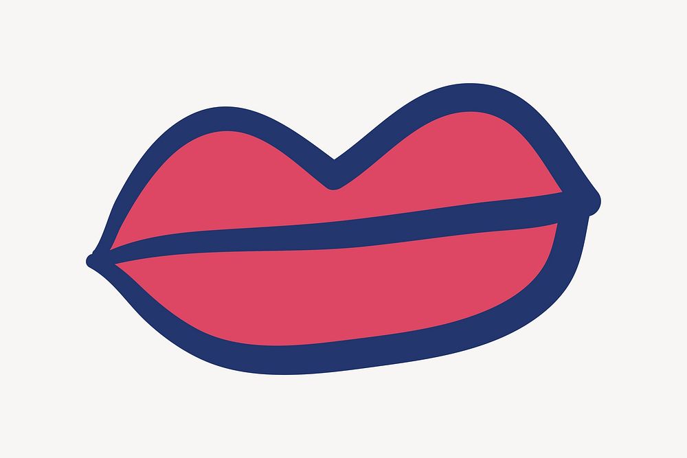 Red mouth, doodle lips vector