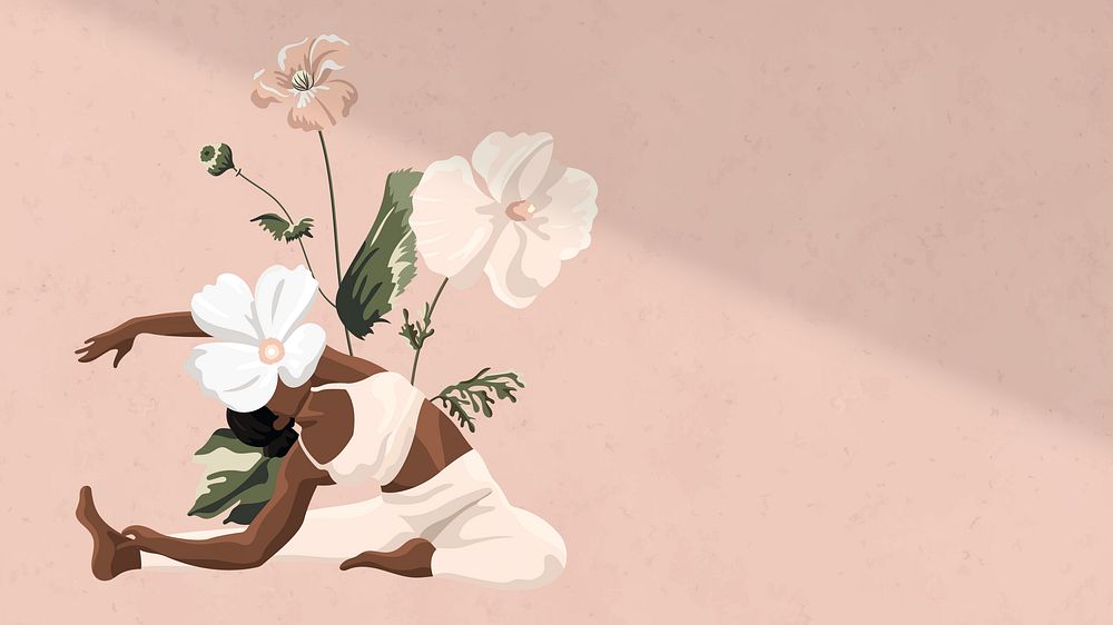 Woman flower yoga desktop wallpaper