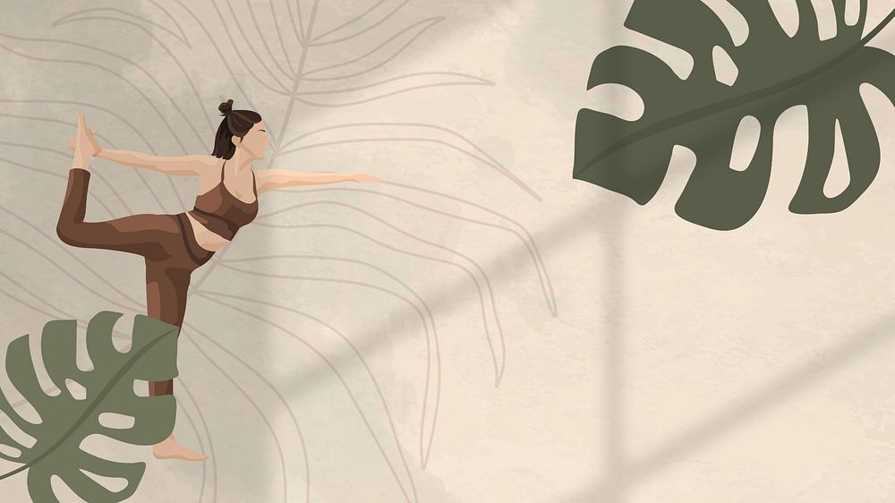 Woman leaf yoga desktop wallpaper