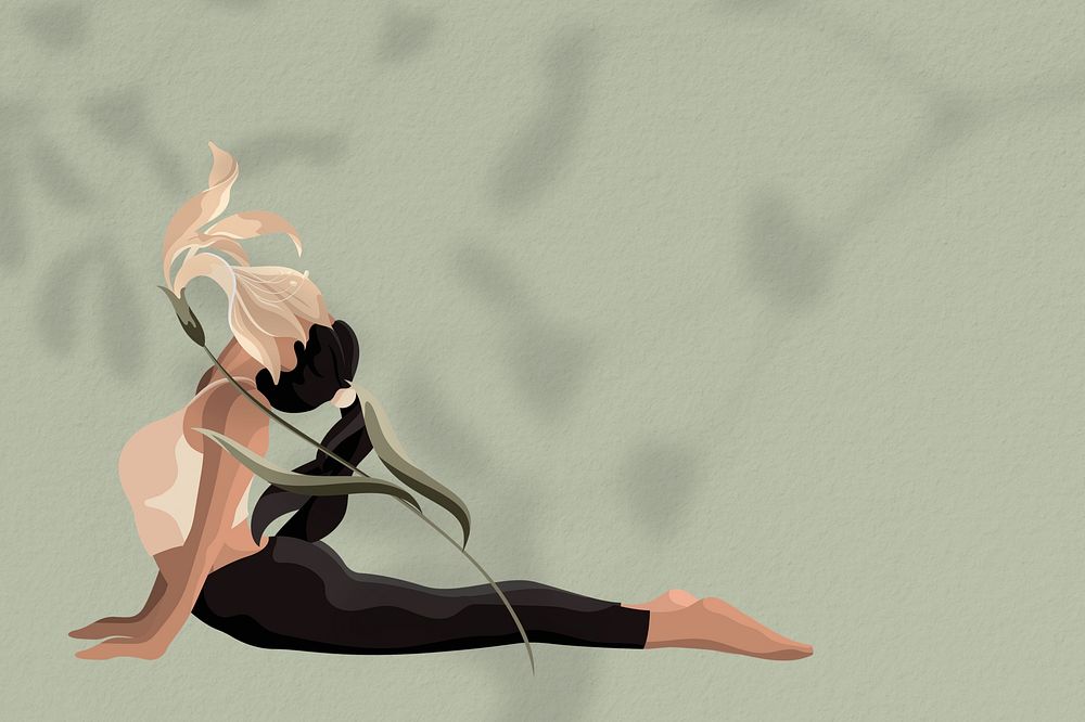 Woman aesthetic yoga background, cobra pose