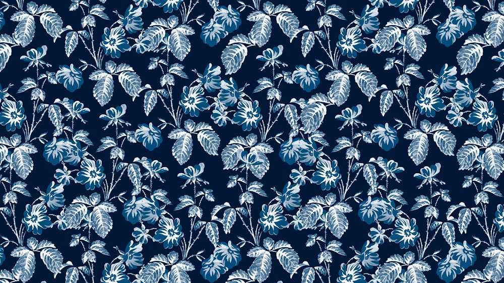 Flower blossoms pattern desktop wallpaper, blue background