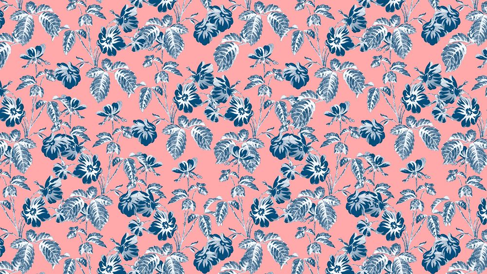 Flower blossoms pattern desktop wallpaper, pink background