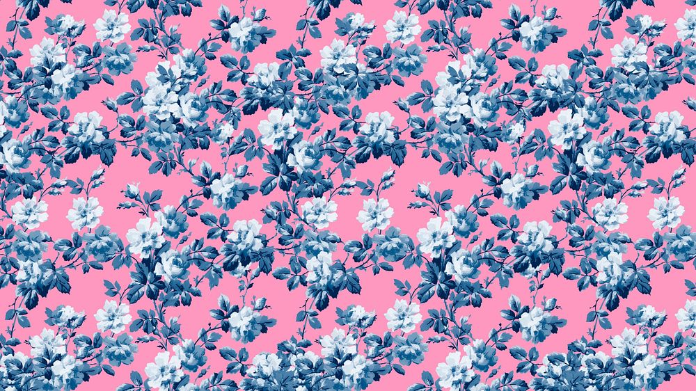 Peony flower pattern desktop wallpaper, pink background