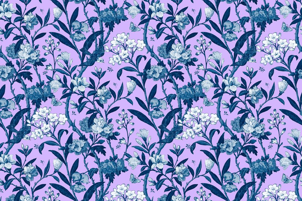 Vintage decorative flower pattern, purple background