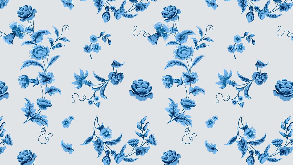 Vintage blossoms pattern desktop wallpaper, white background