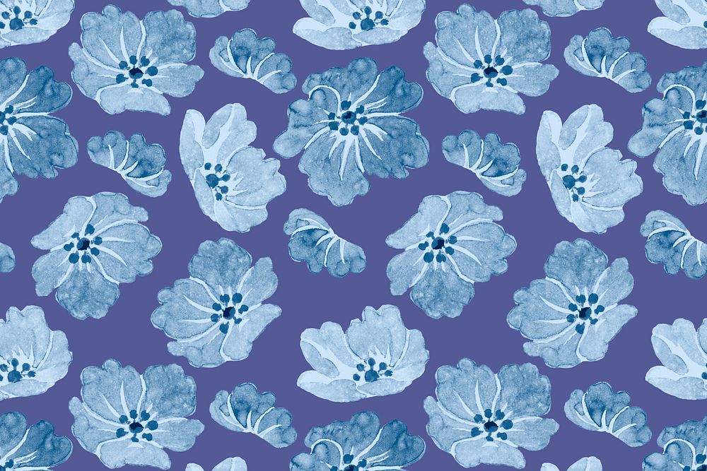 Peony flower pattern, blue background