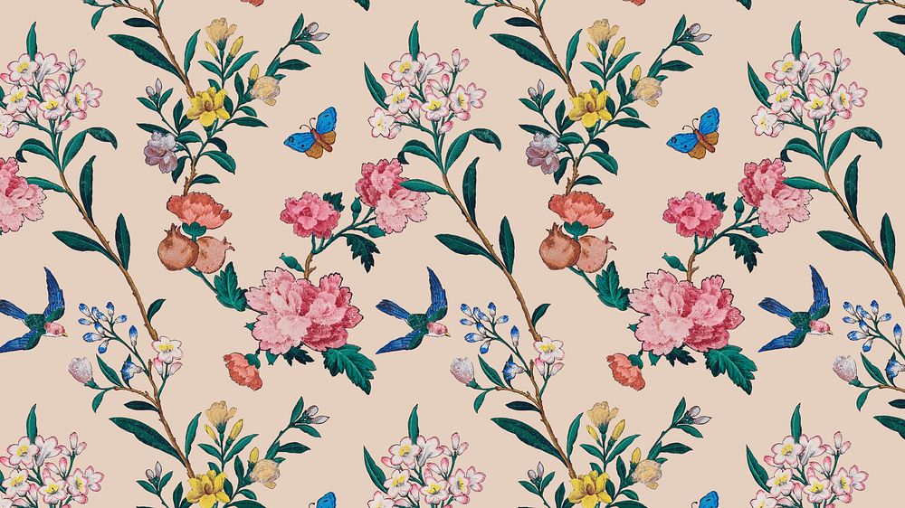 Almond blossom pattern desktop wallpaper, pink background